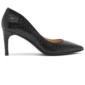 Ron White Cynthia Croc Embossed Heels Black SZ 38